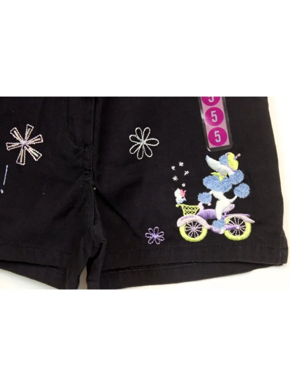 2004 Gymboree European Holiday Black Shorts sz 8 French Poodle Bicycle Ciao Bell